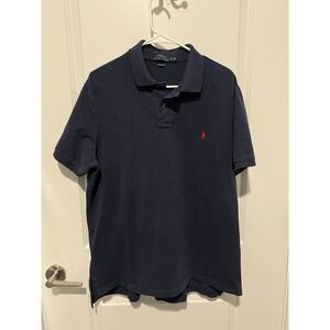 POLO RALPH‎ LAUREN Mens Classic Fit Polo Shirt-Navy Blue: Size XL